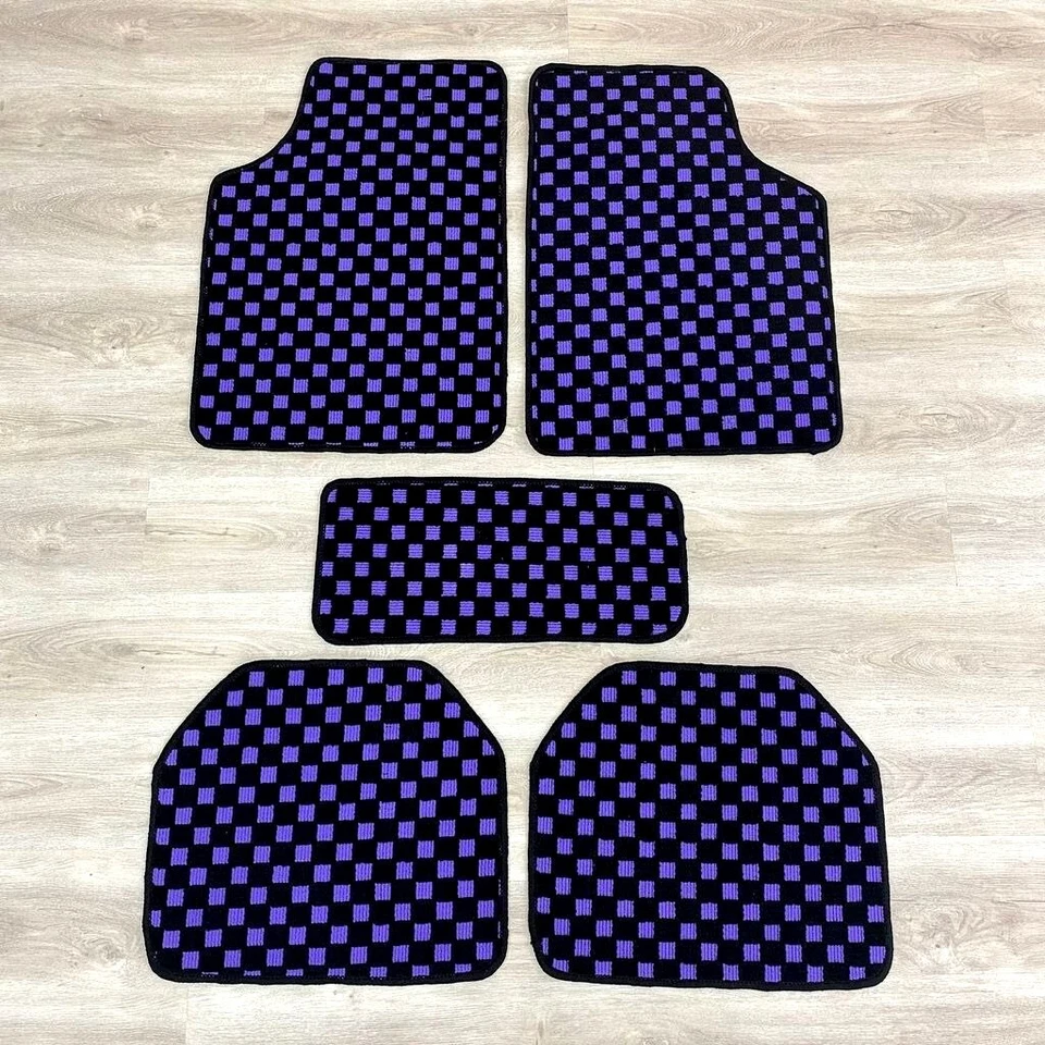 JDM Racing Checkered Car Floor Mats 5PCS Universal - Image 2 of 4