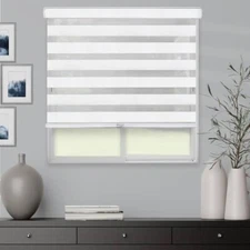 Chicology Cordless Light Filtering Dual Layer Zebra Roller Shade - Basic Arctic