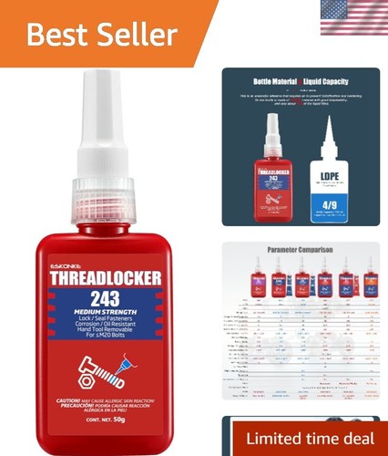 Efficient Thread Locker Blue for Nuts & Bolts - Prevent Rust & Corrosion 1.69 Oz