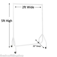 Childrens Ladies Mens Clothes Rail 2ft Long x 5ft High Heavy Duty WHITE Garment