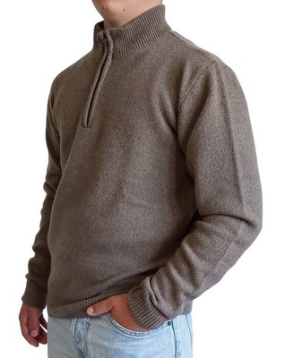 Herren 100% Cashmere Stehkragen Grobstrick Pullover M 2XL 4 Farben Made in Italy