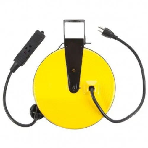 Bayco SL-800 Retractable Metal Cord Reel with 3 Outlets - 30 Foot, YELLOW  NEW
