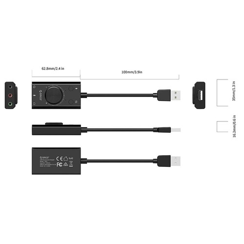 2-in-1 15Hz-25KHz Universal External USB Driver-Free Sound Card LED Indicator S - Afbeelding 3 van 13