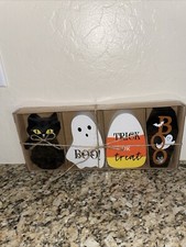 4 Piece Wood Halloween Decor
