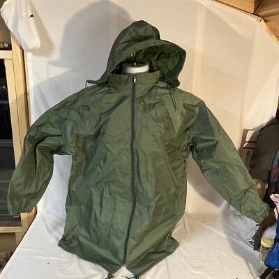 VTG Antartex Outdoors Rain Jacket Coat Green Full Zip w/ Hood Measures Large XL