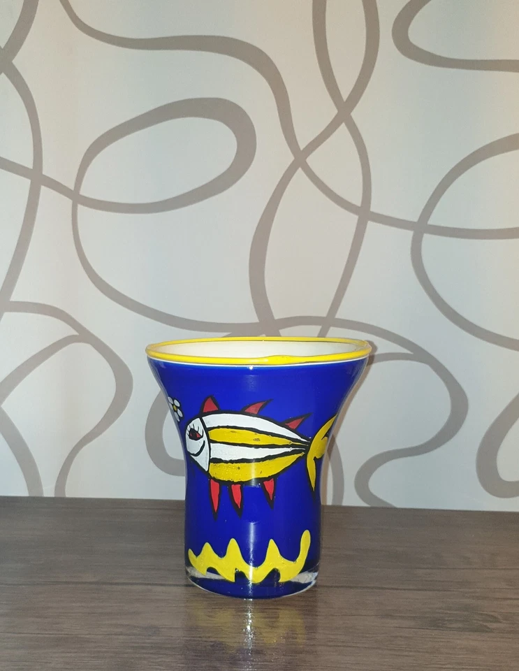 Blumenvase / Tischvase   Glas Fischmotive 1994 - Bild 1 von 4