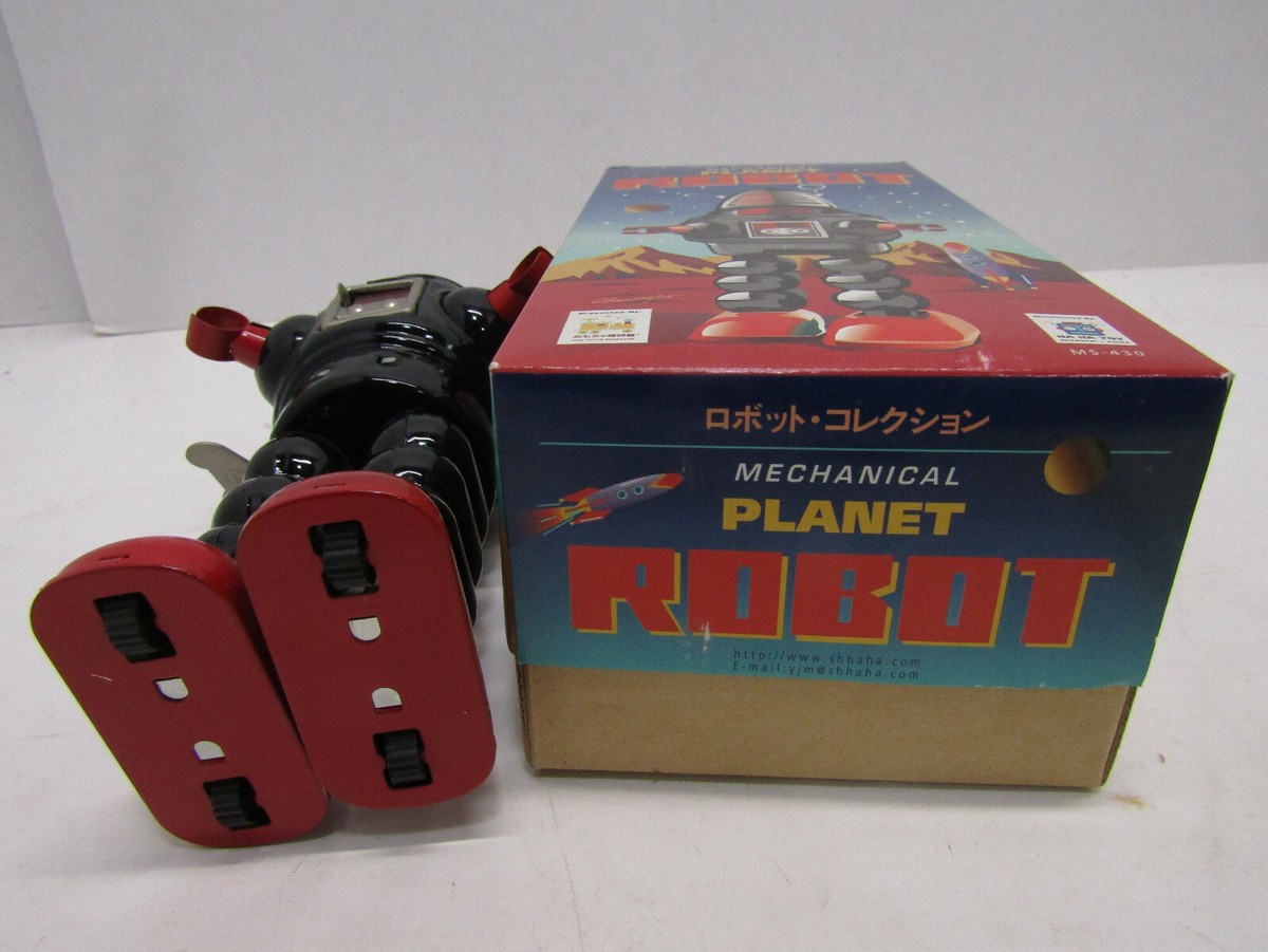 OLD METAL TIN WINDUP MECHANICAL PLANET ROBOT SPACE TOY WORKS