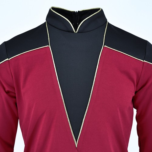 Uniforme Oficial Bandera Próxima Generación TNG Almirante Camisa Roja Disfraz Flota Estelar - Imagen 8 de 12