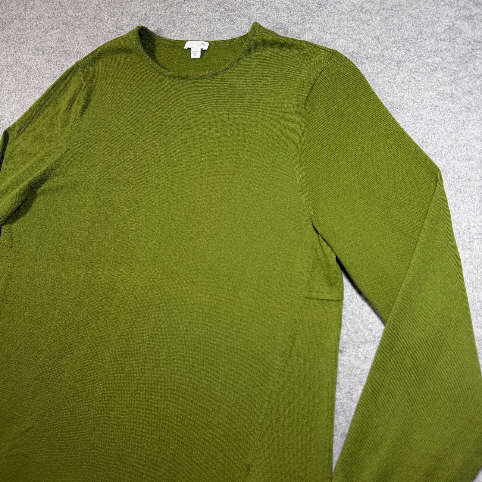 J Jill Sweater Womens XL Green Cotton Knit Crew Neck Relaxed Fit Preppy Casual thumbnail 9