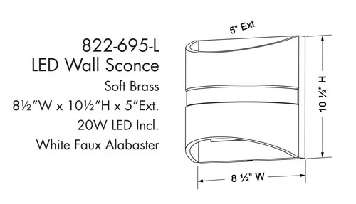 Minka Lavery 822-L Velaux 11" Tall LED Wall Sconce - Brass - Picture 5 of 11