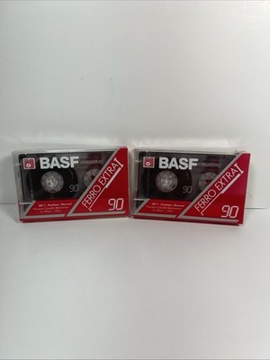 Two 2 Sealed BASF FERRO EXTRA I  90 Min Blank Analog Audio Cassette Tapes