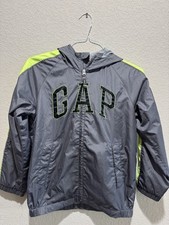 Gap Kids Boys Size L Gray Full Zip Hooded Lined Lightweight Jacket Windbreaker