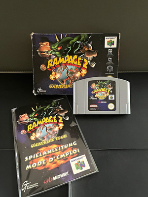 Rampage 2 Universal Tour N64 PAL DE OVP CIB Komplett mit Anleitung Rare