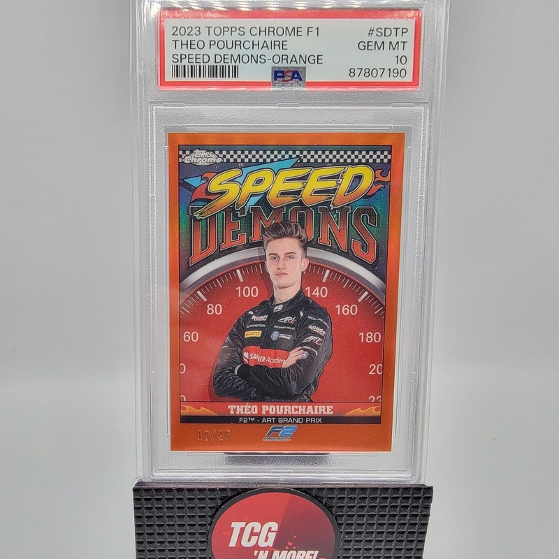 2023 Topps Chrome Formula 1 F1 Speed Demons Theo Pourchaire Orange #19/25 PSA 10