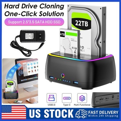 USB 3.0 to SATA 2.5'' 3.5'' SSD HDD Hard Drive Docking Station SD Card Reader Hub