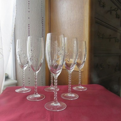 6 Kristall Sektgläser CRISTAL D ARQUES Modell Fleury, Größe: Epi