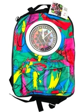 NWT Retro Vintage 90s Clock Backpack Neon Graphic Design 80s WORKS Flava Flav