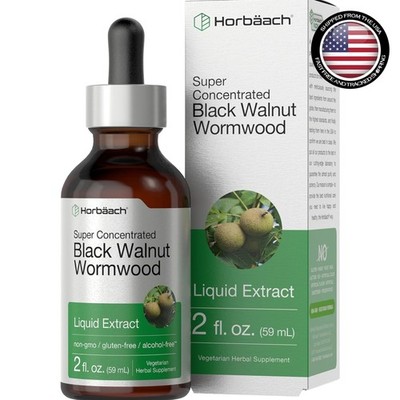 Black Walnut & Wormwood Alcohol-Free Extract Tincture | 2 fl oz,  & Non-GMO