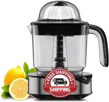 Exprimidor eléctrico de cítricos 1.2L con luz LED y motor potente, color negro