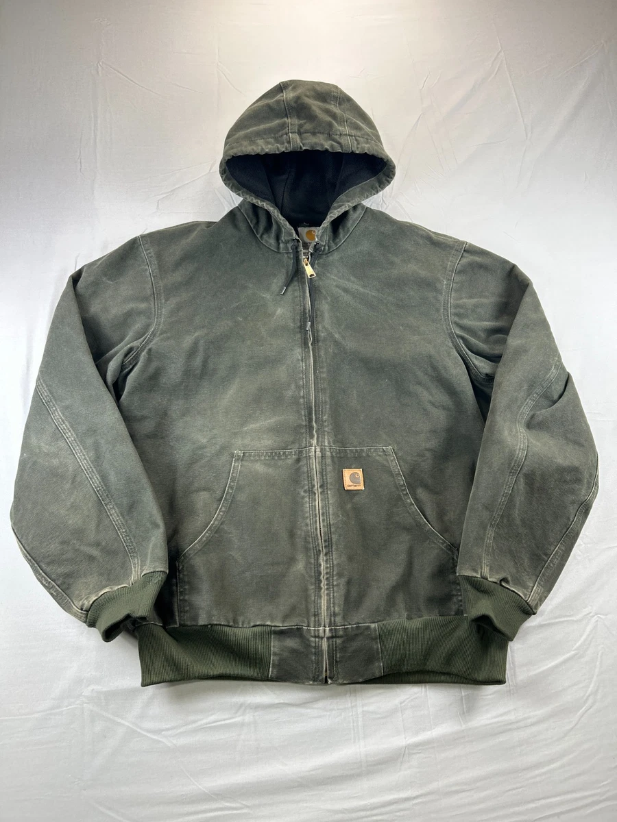 Vintage Carhartt Jacket XL Tall Hooded Moss Green Men's J25 MOS