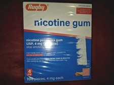 Rugby Nicotine Gum 4 mg Cinnamon Sugar Free 100 Pices Exp 03/28 quit smoking