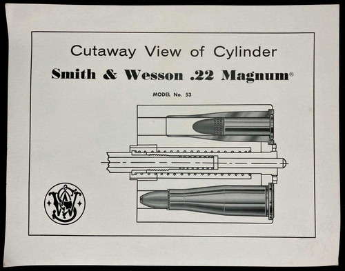 SMITH & WESSON 1950s Advertising Poster Sign Cutaway 22 Magnum Model 53 Cylinder