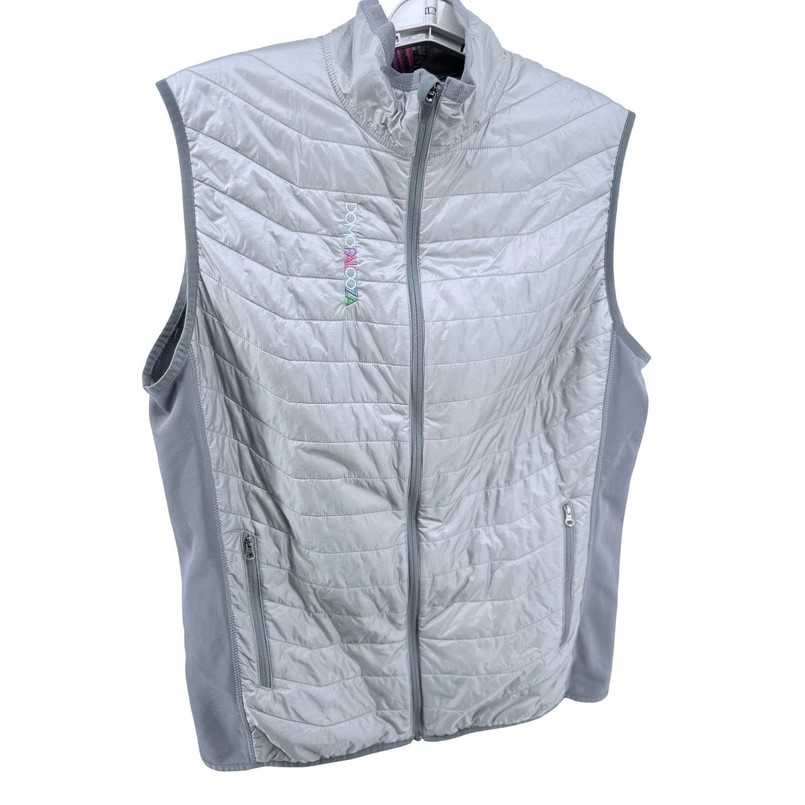 Marmot Mens Vest XL Gray Quilted Full Zip Lightweight Logo "Domopalooza"