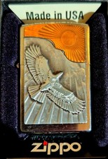 Cool Two Tone Soaring Eagle 3D Emblem Zippo Lighter