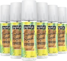 6x Impulse Tropical Beach + Espresso Body Mist Spray 150ml – Fresh Fragrance