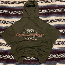 VTG 90s Local Motion tribal script hooded surfwear skater surf tee shirt M USA