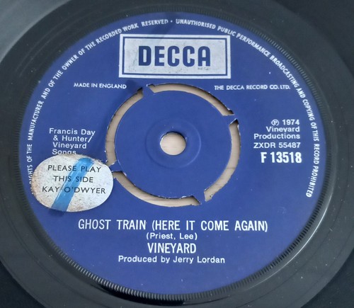 Vineyard Ghost Train / Unicorns & Minotaurs 1974 Psych Rock Decca 7" Vinyl - Picture 2 of 3