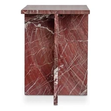 Moe's Home Collection Blair Accent Table Rosso Levanto Marble Stone Side Tables