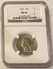 1932-P WASHINGTON QUARTER 25 Cents NGC MS 64 FREE SHIPPING