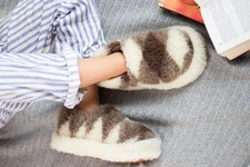 Sheepskin Home Slippers Short Boot Style Warm Suede Sole, Unisex