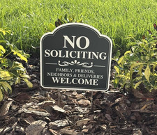 2 Pack No Soliciting Sign, No Soliciting Yard Sign Stake 12"X12" Double-Sided