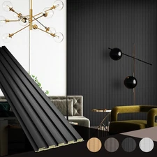 WPC Acoustic Slat Wall Paneling, 8-Pack 114 x 6 Inches 3D Wall Panels for Int...