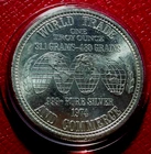 1974 World Trade & Commerce -Raised Detail Round  U.S.S.C. 1 Troy oz.999 Silver
