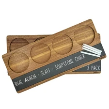 2-Pack Wine Flight Boards – Rustic Wooden Tasting Trays for Wine & Charcuteri...