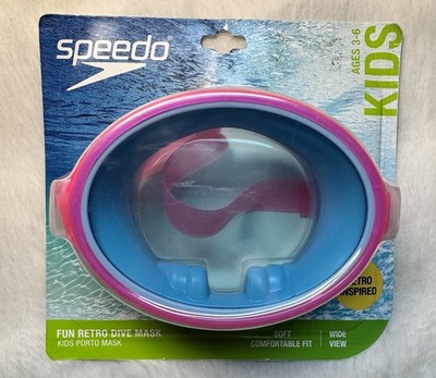 Speedo Kids Pink Retro Dive Mask Anti-Fog UV Protection New