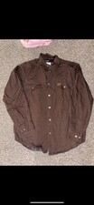 Wrangler Riggs workwear Men's Brown Twill Cotton Button-Up Shirt Long Sleeve