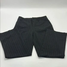 White Stag Black & Red Pinstripe Pants 8 Petite Stretch Wode Legs Zip Up 