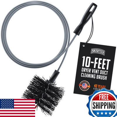 Brushtech Dryer Vent Cleaning Brush - 10-Foot Flexible Duct Cleaning Tool