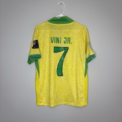 Nike Brazil Brasil Jersey Mens Medium Yellow Vini Jr #7 Dri Fit