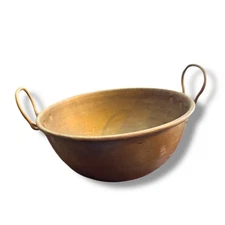 Antique 19th Century Hungarian Brass Cauldron Bogracs Hearth Cooking Pot