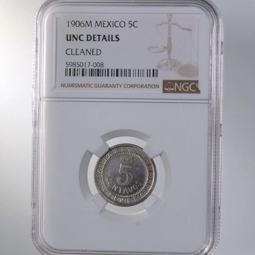 1906M Mexico 5C NGC Certified UNC Details Cleaned
