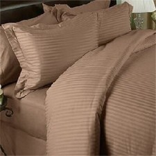 Taupe Striped Queen 4 Piece Bed Sheet Set 1000 Thread Count 100 Egyptian Cotton
