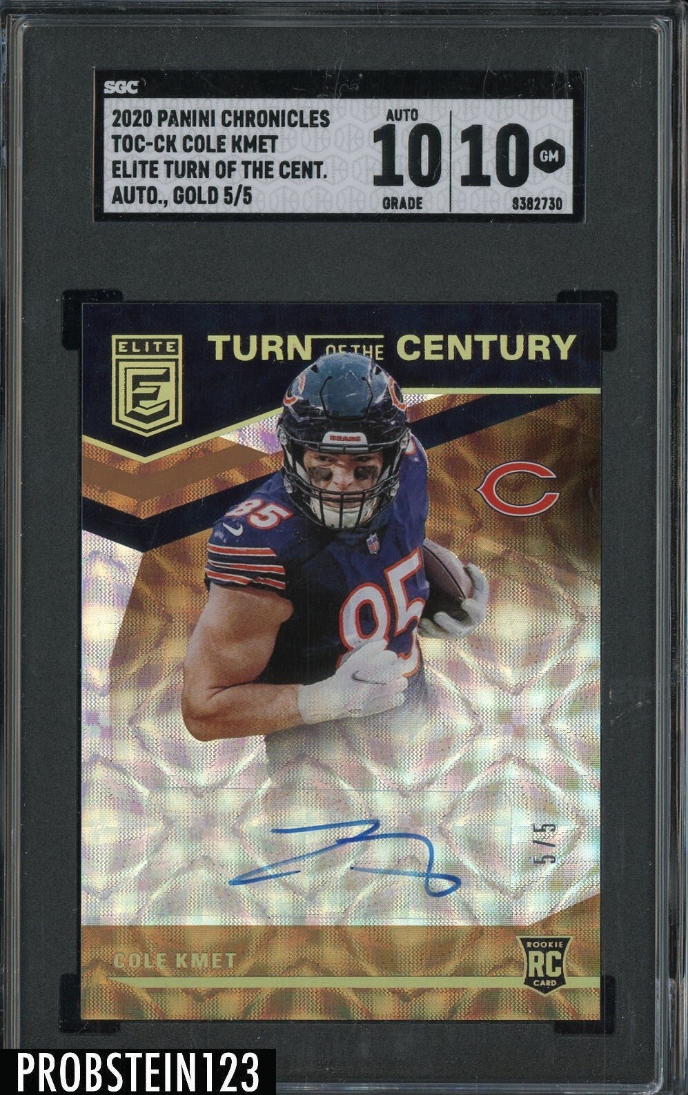 Cole Kmet Panini Chronicles Elite Turn of the Century Autographs #CK Blue