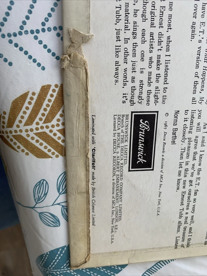 ERNEST TUBB COUNTRY HITS OLD AND NEW VINYL LP - Image 3 of 4