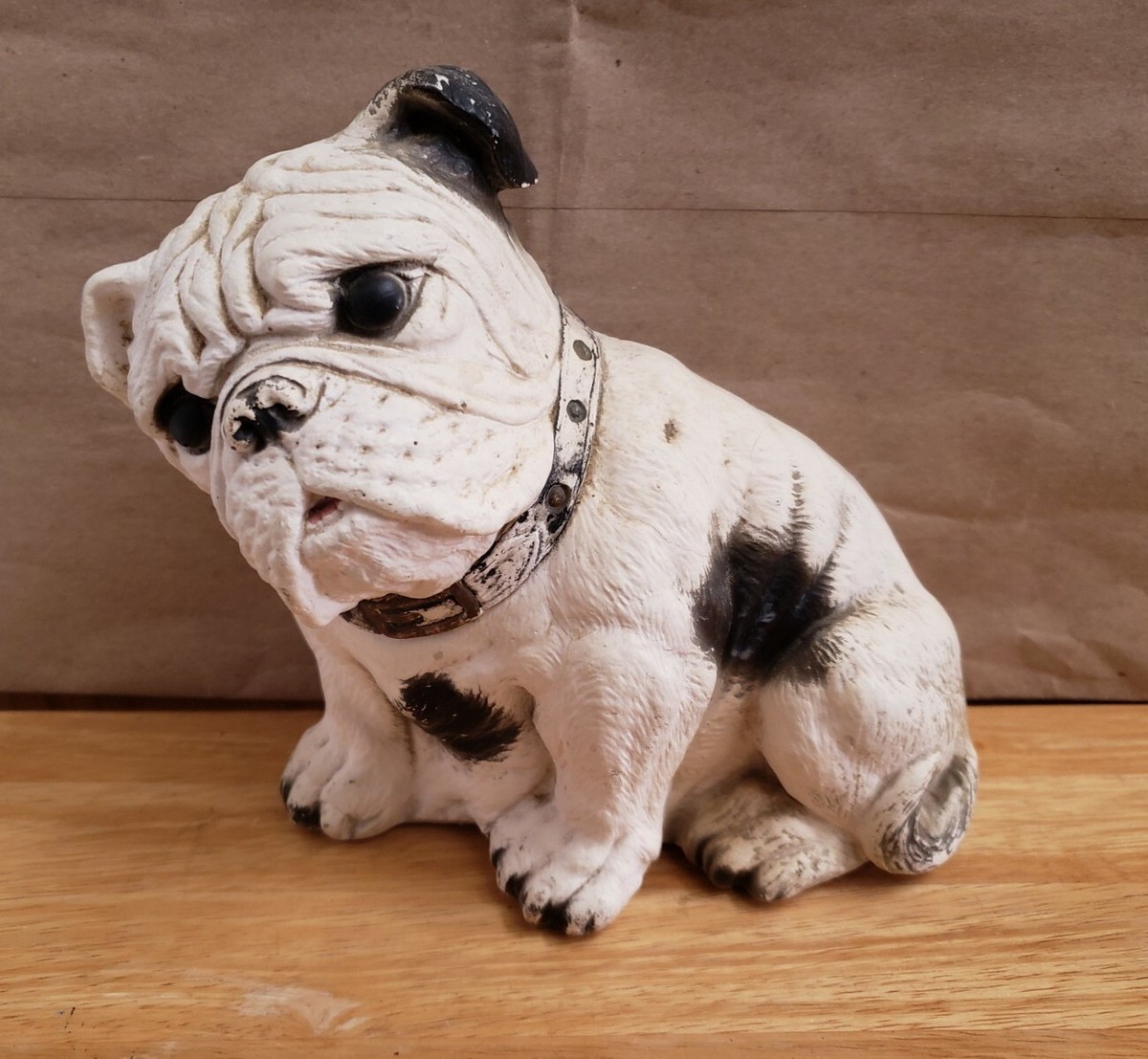 Vtg chalkware Bulldog&glass Bulldog Vintage Chalkware Bulldog