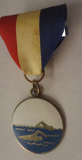 SWIMMING SilverTONE MEDAL with Swimmers 2nd PLACE
